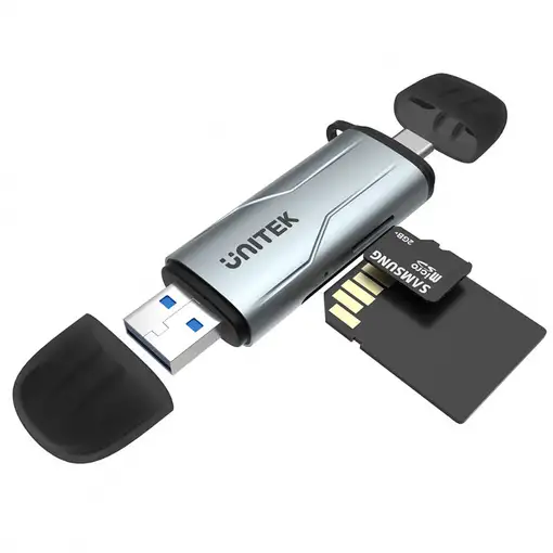 UNITEK R1010A lector de tarjeta USB 3.2 Gen 1 (3.1 Gen 1) Type-A/Type-C Gris