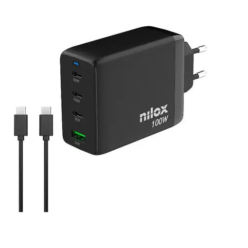 Nilox NXGANUSBC100 cargador de dispositivo móvil Universal Negro Corriente alterna