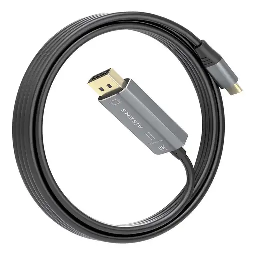 AISENS Cable Conversor Aluminio Bidireccional USB-C A DisplayPort 8K@60Hz, USB-C/M