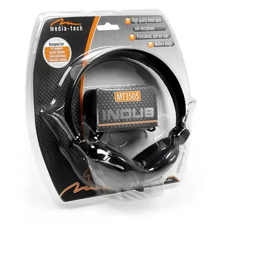 Media-Tech MT3505 auricular y casco Auriculares Alámbrico Llamadas/Música Negro