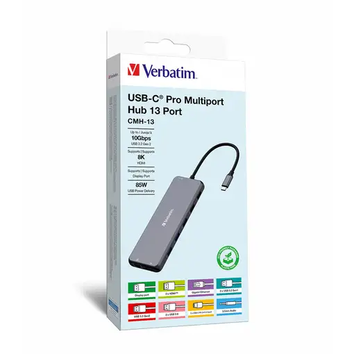 Verbatim CMH-13 USB Tipo C 10000 Mbit/s Plata