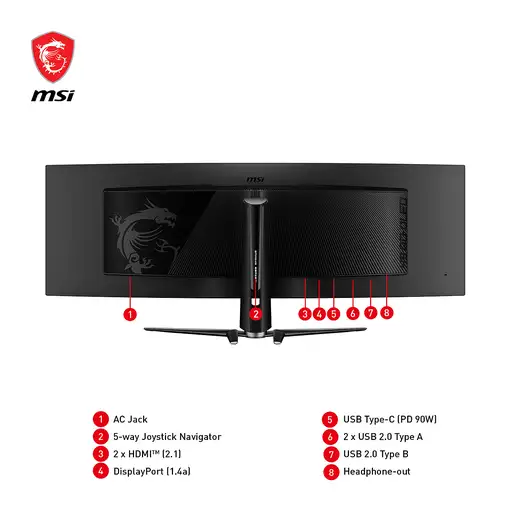 MSI MPG 491CQPDE QD-OLED pantalla para PC 124,5 cm (49") 5120 x 1440 Pixeles Dual