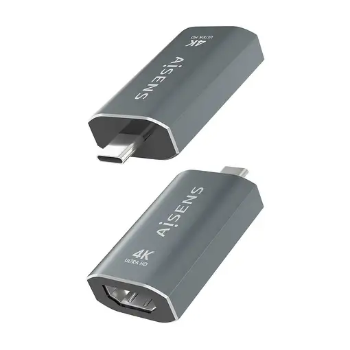 AISENS Adaptador Conversor Aluminio USB-C a HDMU 4K@60Hz, USB-C/M-HDMI/H, Gris