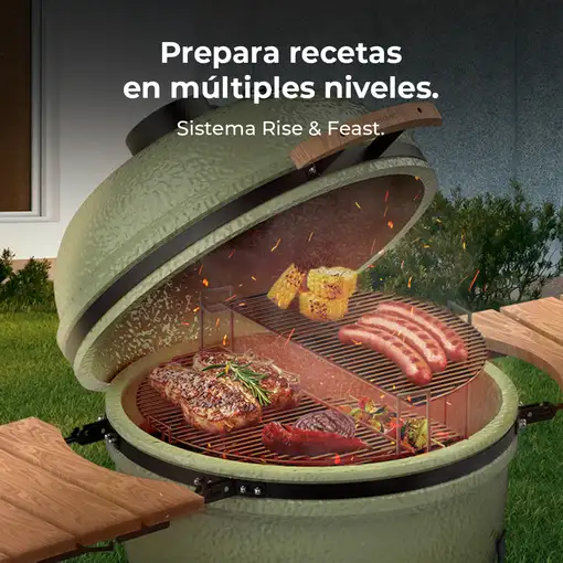 Cecotec DragonFire 6600 Parrilla/barbacoa Kamado Egg Carbón vegetal + Leña Blanco