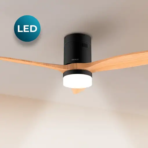 Ventilador de techo con Luz EnergySilence Aero5600 Classic Black&LightWood CECOTEC