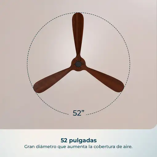 Ventilador de techo 40W Ø132 cm, EnergySilence 5400 Classic Black&DarkWood CECOTEC