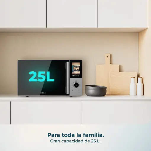 Microondas digital táctil con grill, 25L, 900W, Convection 2500 Touch CECOTEC