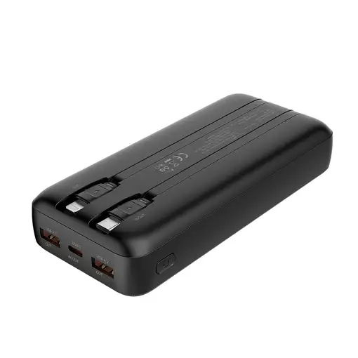 CoolBox POWERBANK DP20 20000MAH LCD+CABLES INTEGRADOS USB-C+LIGHTING NEGRO CARGA R