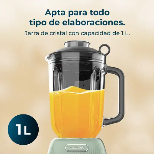 Cecotec Power Black Titanium RetroGreen 1,5 L Batidora de vaso 1200 W Verde