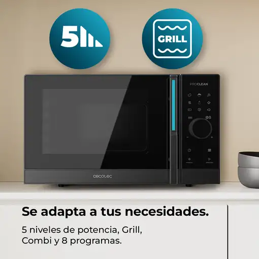 Cecotec Proclean 5130 Negro, Gris Microondas con grill Encimera 23 L 800 W