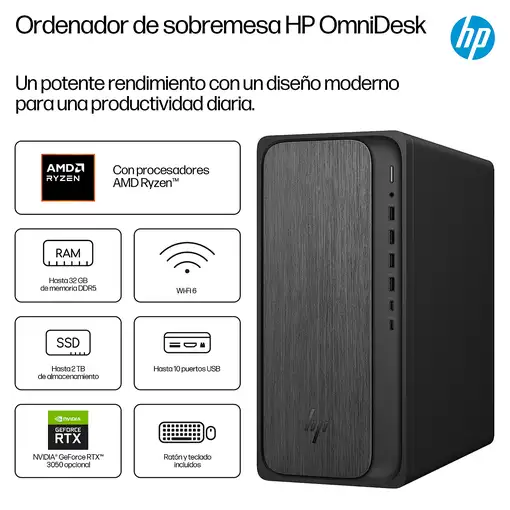 HP OmniDesk Desktop M02-0013ns PC AMD Ryzen™ 5 8500G 16 GB DDR5-SDRAM 1 TB SSD Win