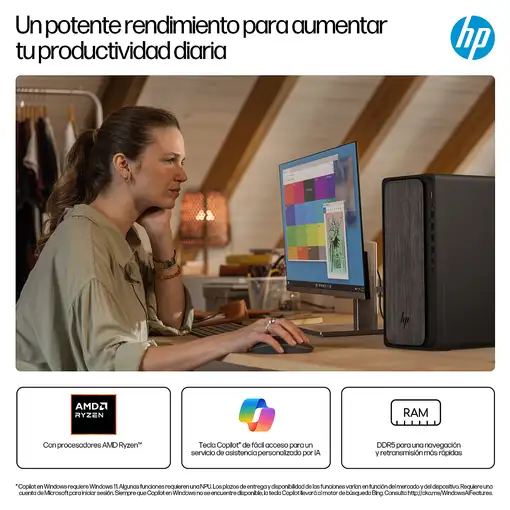 HP OmniDesk Desktop M02-0013ns PC AMD Ryzen™ 5 8500G 16 GB DDR5-SDRAM 1 TB SSD Win