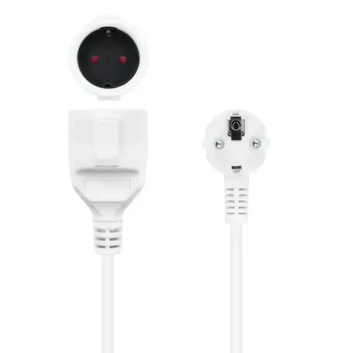 Nanocable Cable de Alimentación Alargador, Blanco, 2 m