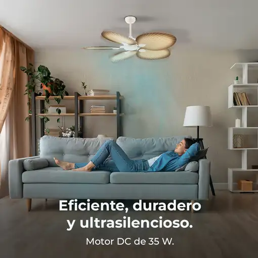 Cecotec Ventilador de techo sin luz EnergySilence Aero 5200 Palm