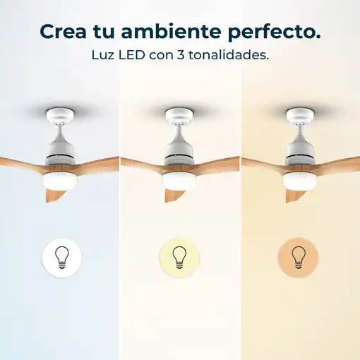 Cecotec Ventilador de techo con luz EnergySilence Aero 5275 WhiteWood Cecotec