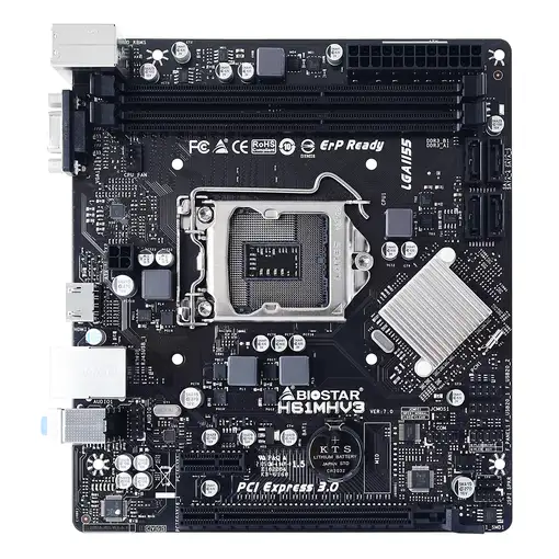 Biostar H61MHV3 placa base Intel® H61 LGA 1155 (Socket H2) micro ATX