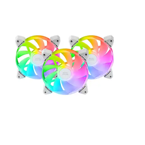Mars Gaming MF-3AR, Kit 3x Ventiladores 120mm FDB, Aspas Invertidas, Iluminación A