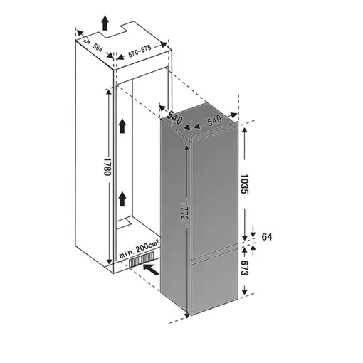 Cecotec Frigorífico combi integrable Bolero CoolMarket Combi BI-D MC 232 GREY E