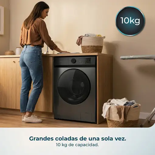 Lavadora carga frontal 10 kg 1400 RPM Antracita A01_EU01_116101 CECOTEC