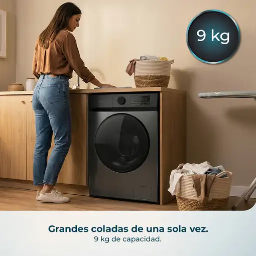 Lavadora carga frontal 9 kg 1400 RPM Antracita A01_EU01_116099 CECOTEC