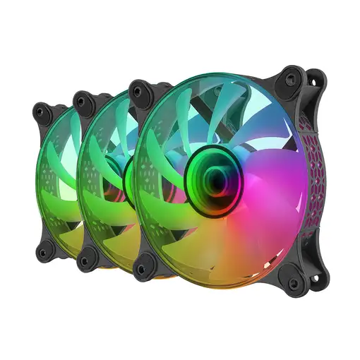 Mars Gaming MF-3DKIT Negro, Kit 3 Ventiladores ARGB 360° 12cm, Espejo Infinito 3D,