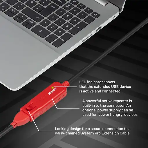 Lindy 42780 cable USB USB 2.0 8 m USB A Negro