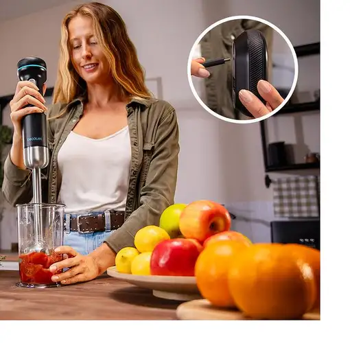 Cecotec BlendGo Hand Batidora de inmersión 180 W Negro, Acero inoxidable
