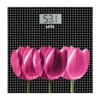 Báscula de baño electrónica LAICA PS1075L - Cristal templado, Diseño flores rosas