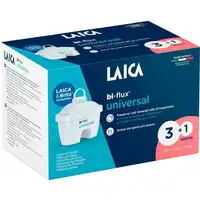 Pack 4 filtros de agua LAICA F4TEU00 - Bi-Flux, Compatible Brita, Blanco