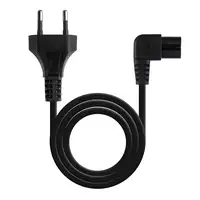 TooQ Cable de Alimentación Acodado CEE7/16/M-C7/H, Negro, 1.8 m