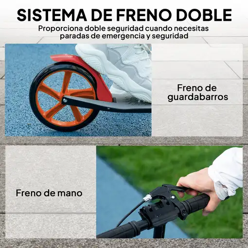 Patinete Plegable +14 Años con Manillar Ajustable Rojo y Negro HOMCOM