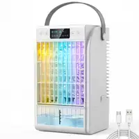Mini Enfriador de Aire 4 en 1 4 Velocidades Luz RGB de 7 Colores Blanco HOMCOM Mini Enfriador de Aire 4 en 1 4 Velocidades Luz RGB de 7 Colores Blanco HOMCOM