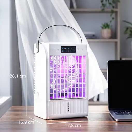 Mini Enfriador de Aire 4 en 1 4 Velocidades Luz RGB de 7 Colores Blanco HOMCOM
