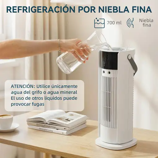 Ventilador de Escritorio con Niebla, Luz RGB 3 Velocidades Oscilación HOMCOM
