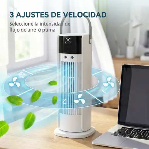 Ventilador de Escritorio con Niebla, Luz RGB 3 Velocidades Oscilación HOMCOM