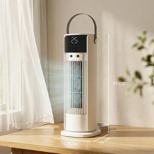 Ventilador de Escritorio con Niebla, Luz RGB 3 Velocidades Oscilación HOMCOM