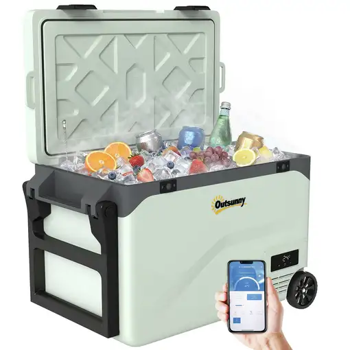 Nevera Portátil Eléctrica 42,5 L con Compresor Control por App Ruedas Outsunny Nevera Portátil Eléctrica 42,5 L con Compresor Control por App Ruedas Outsunny