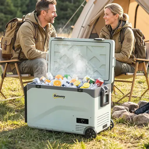 Nevera Portátil Eléctrica 42,5 L con Compresor Control por App Ruedas Outsunny