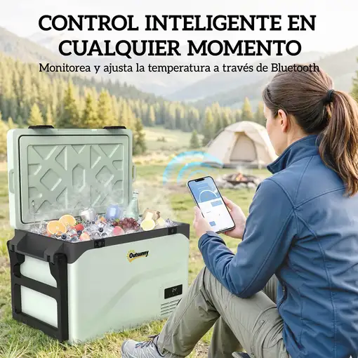 Nevera Portátil Eléctrica 42,5 L con Compresor Control por App Ruedas Outsunny