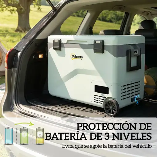 Nevera Portátil Eléctrica 42,5 L con Compresor Control por App Ruedas Outsunny