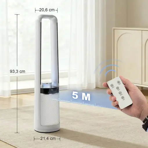Ventilador de Torre Silencioso con Luces LED de 4 Colores Blanco HOMCOM