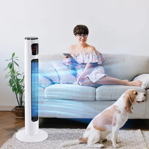 Ventilador de Torre 45W con Control Remoto 3 Velocidade 3 Modos Blanco HOMCOM