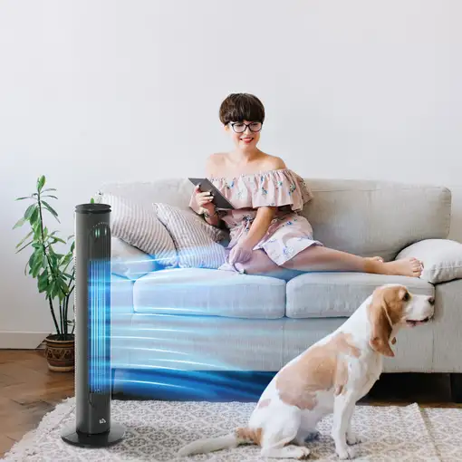 Ventilador de Torre con Control Remoto 3 Velocidade 3 Modos Gris Oscuro HOMCOM