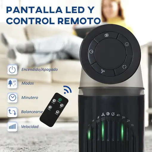 Ventilador de Torre con Control Remoto 3 Velocidade 3 Modos Gris Oscuro HOMCOM