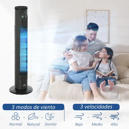 Ventilador de Torre con Control Remoto 3 Velocidade 3 Modos Gris Oscuro HOMCOM