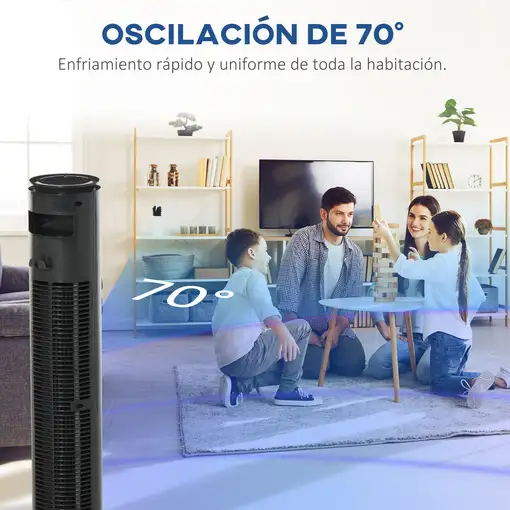 Ventilador de Torre con Control Remoto 3 Velocidade 3 Modos Gris Oscuro HOMCOM