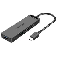 Vention TGKBD hub de interfaz USB 3.2 Gen 1 (3.1 Gen 1) Type-C 5000 Mbit/s Negro