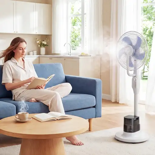 Ventilador Nebulizador 90W Oscilación de 70° 3 Velocidades Blanco HOMCOM