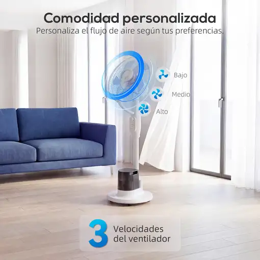Ventilador Nebulizador 90W Oscilación de 70° 3 Velocidades Blanco HOMCOM