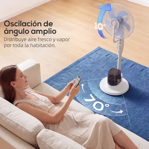 Ventilador Nebulizador 90W Oscilación de 70° 3 Velocidades Blanco HOMCOM